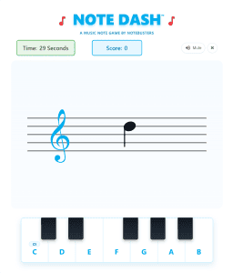 Note Dash Keyboard Mode piano note reading game